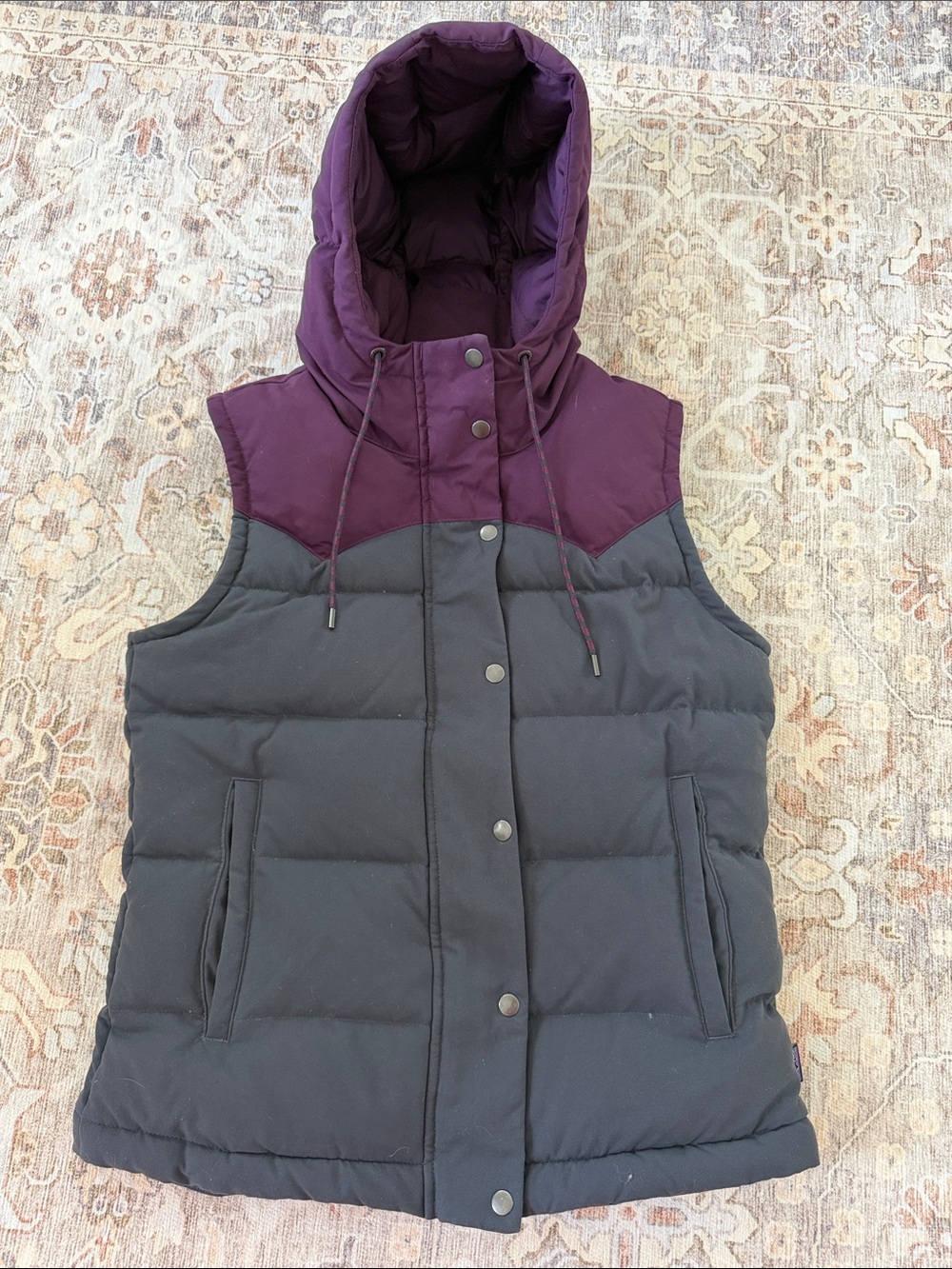 Patagonia Bivy Purple & Black Hooded Puffer Vest